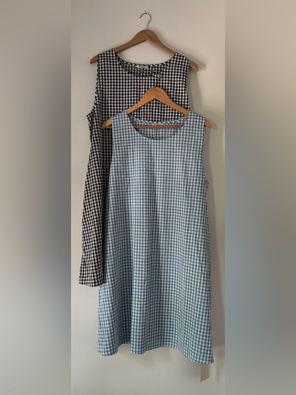 2 NWT HALARA Mini Gingham Sleeveless Tank Top Dress with Pockets